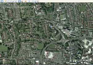 Yeovil in Google Earth, 2001